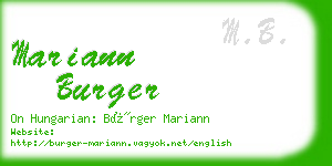 mariann burger business card